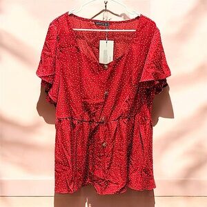 Bloom chic NWT Red Polka Dot Blouse 2XL 18-20